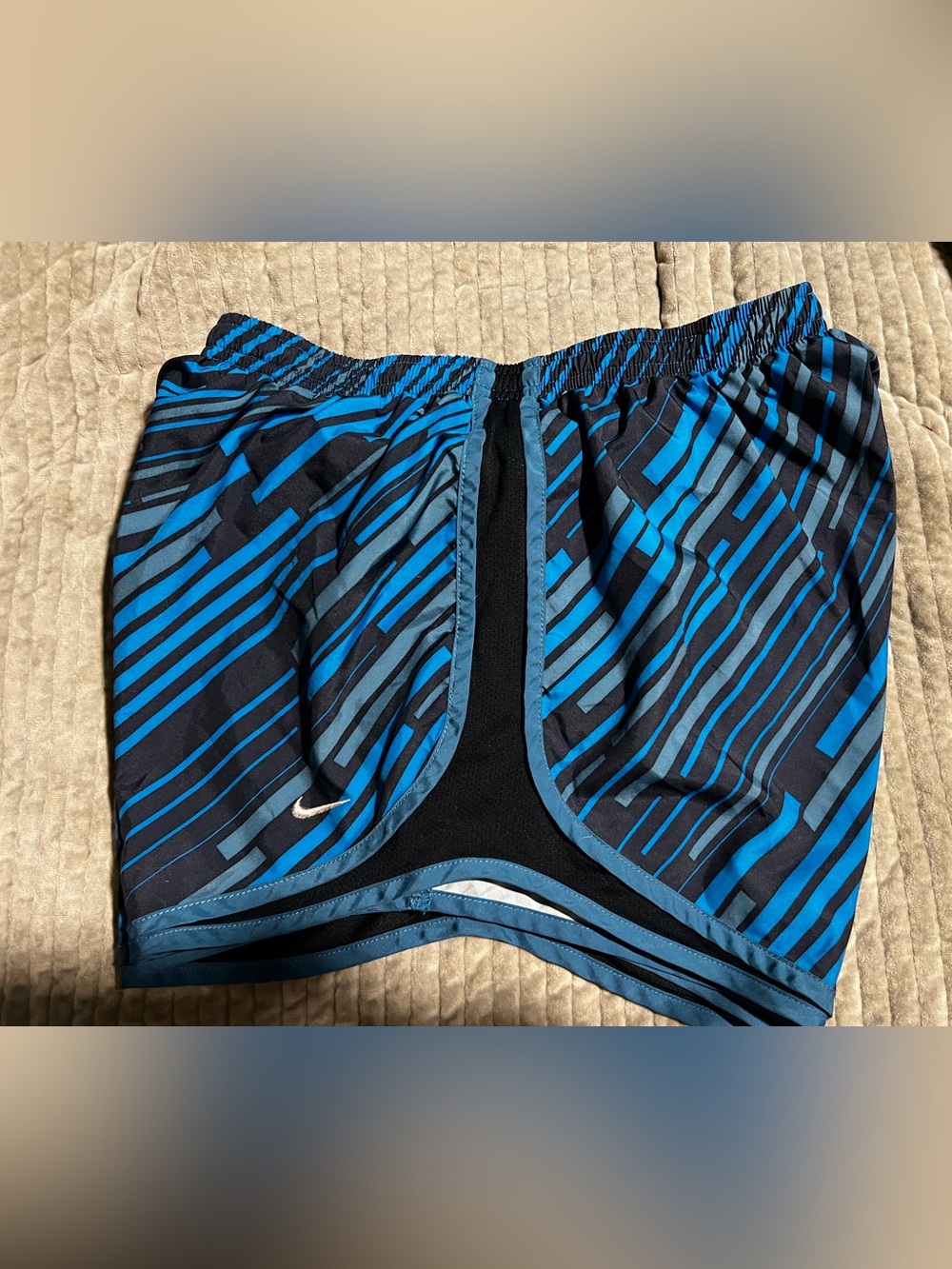Nike Black & Bright Blue Patterned Running Shorts